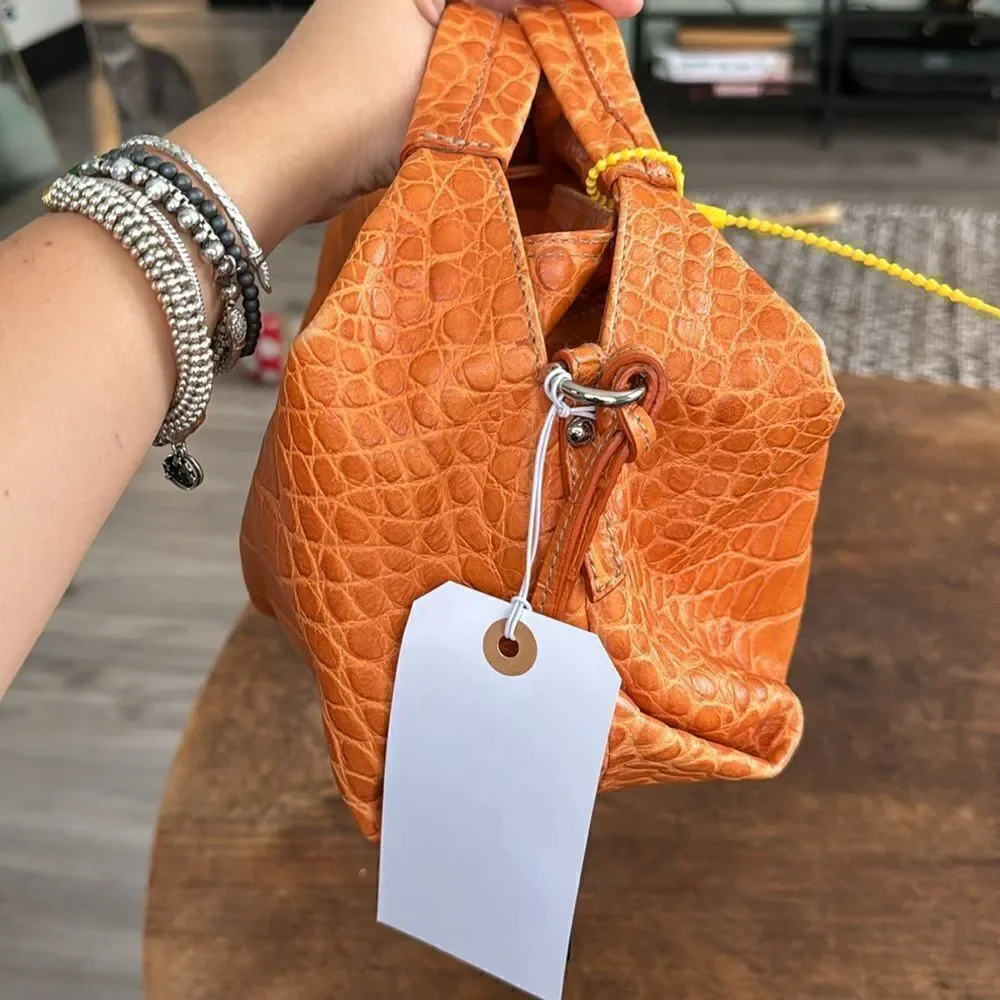 Furla croc embossed leather hobo